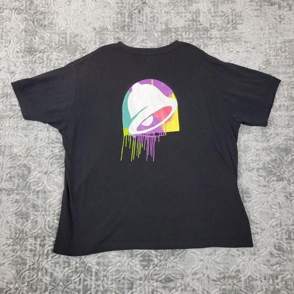 Taco Bell Shirt Mens XXL 2XL Black Logo Short Sleeve Henley Employee Crew Member - Picture 7 of 11